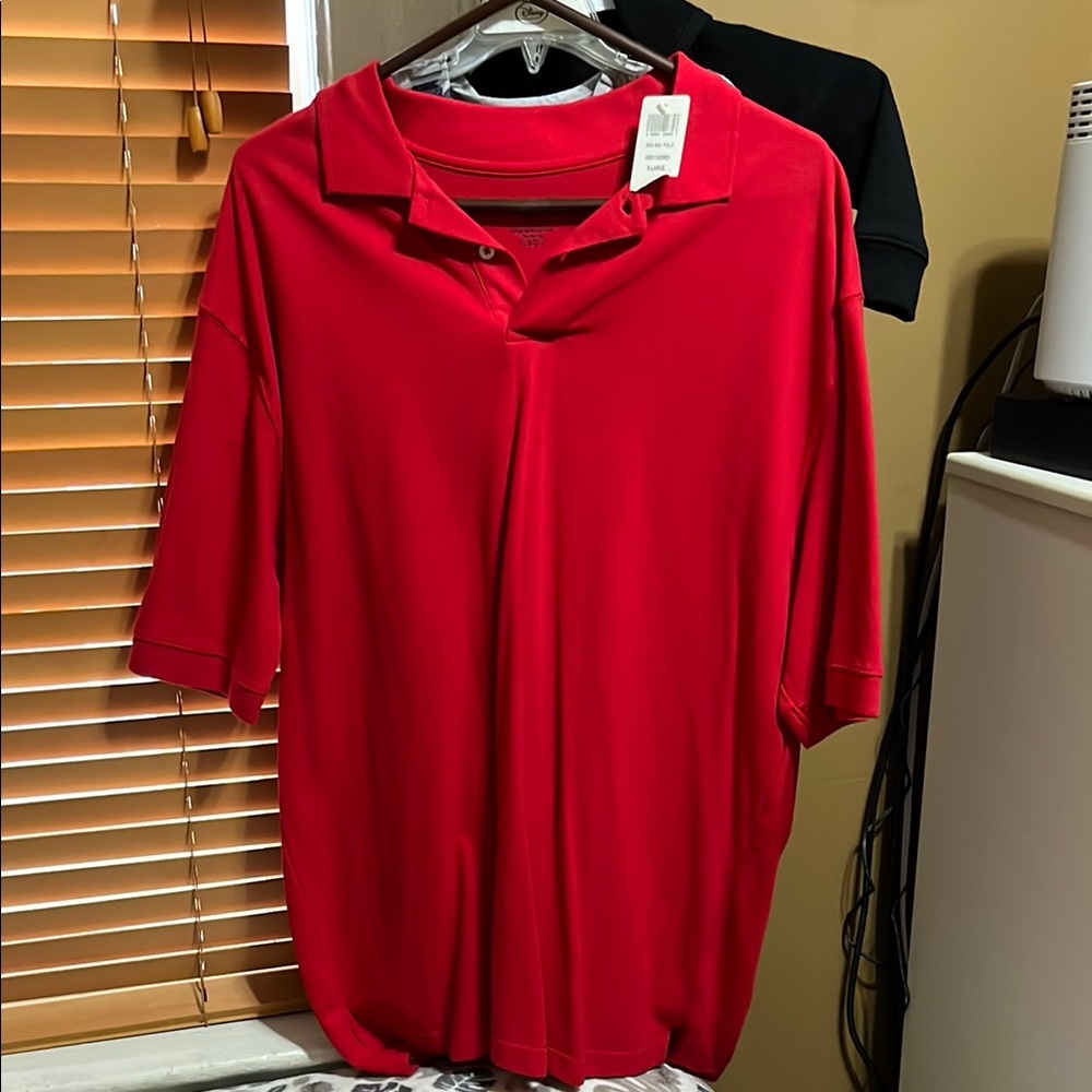 Red Boxy Polo Shirt with Short Sleeves